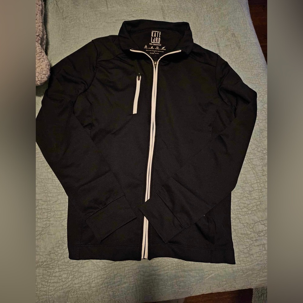 Kate Lord Black White Zipper Jacket In Large